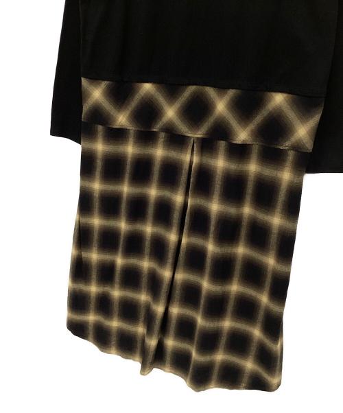 ZUCCA（ズッカ）ZUCCA (ズッカ) オンブレーチェックドッキング ロングワンピース ブラック サイズ:Mの古着・服飾アイテム