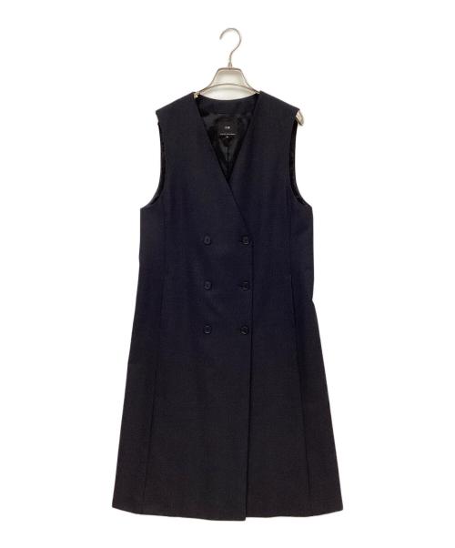 23区（ニジュウサンク）23区 (ニジュウサンク) ウーステッドウールツイル ロング ジレ ネイビー サイズ:38の古着・服飾アイテム