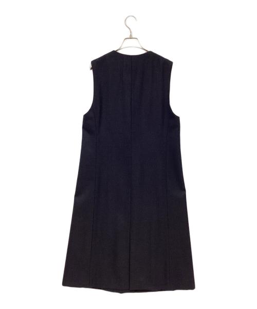 23区（ニジュウサンク）23区 (ニジュウサンク) ウーステッドウールツイル ロング ジレ ネイビー サイズ:38の古着・服飾アイテム