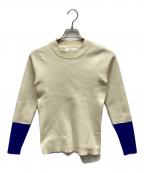 HERENCIAヘレンチア）の古着「バイカラーリブニット」｜ホワイト×ブルー