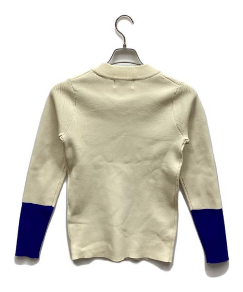 HERENCIA（ヘレンチア）HERENCIA (ヘレンチア) バイカラーリブニット ホワイト×ブルー サイズ:Fの古着・服飾アイテム
