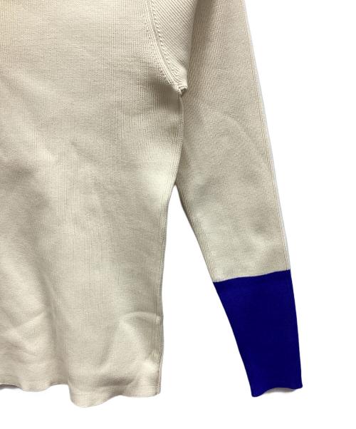 HERENCIA（ヘレンチア）HERENCIA (ヘレンチア) バイカラーリブニット ホワイト×ブルー サイズ:Fの古着・服飾アイテム