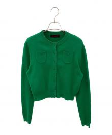 CABAN（キャバン）の古着「コットンカシミヤ クルーネックカーディガン」｜グリーン