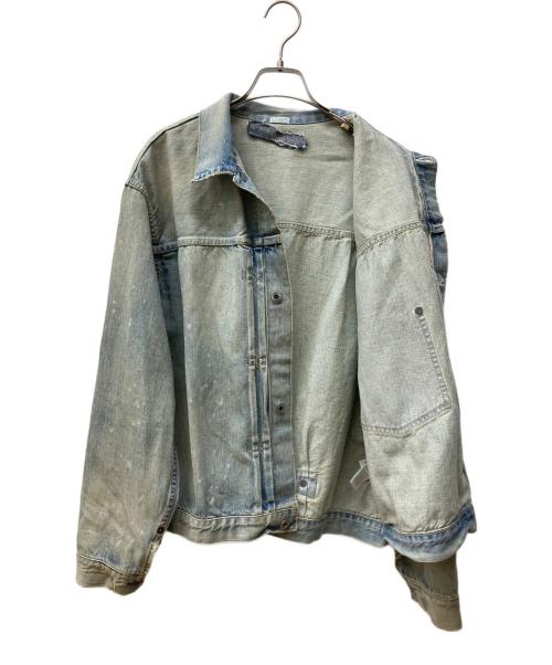 A.PRESSE（アプレッセ）A.PRESSE (アプレッセ) 1st Type Denim Jacket - BLEACH/ダメージ加工デニムジャケット ブルー サイズ:48の古着・服飾アイテム