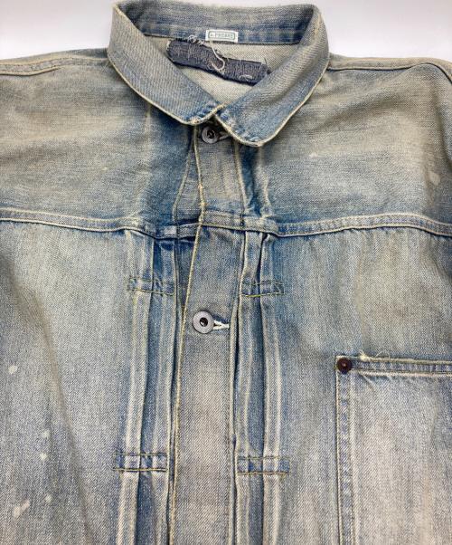 A.PRESSE（アプレッセ）A.PRESSE (アプレッセ) 1st Type Denim Jacket - BLEACH/ダメージ加工デニムジャケット ブルー サイズ:48の古着・服飾アイテム