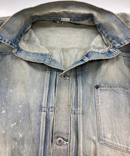 A.PRESSE（アプレッセ）A.PRESSE (アプレッセ) 1st Type Denim Jacket - BLEACH/ダメージ加工デニムジャケット ブルー サイズ:48の古着・服飾アイテム