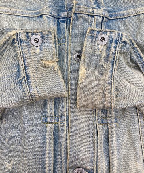 A.PRESSE（アプレッセ）A.PRESSE (アプレッセ) 1st Type Denim Jacket - BLEACH/ダメージ加工デニムジャケット ブルー サイズ:48の古着・服飾アイテム