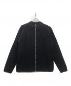 BATONERバトナ―）の古着「SOLID WOOL RIB POLO ZIP UP CARDIGAN」｜ブラック