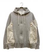 sacaiサカイ）の古着「Sponge Sweat x Nylon Twill Hoodie」｜グレー