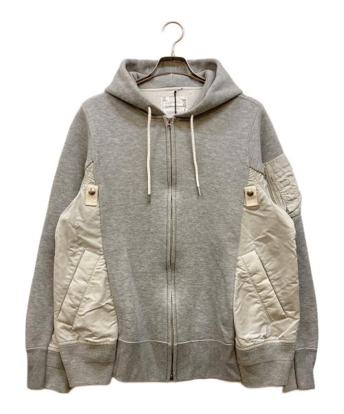 sacai（サカイ）sacai (サカイ) Sponge Sweat x Nylon Twill Hoodie グレー サイズ:3の古着・服飾アイテム