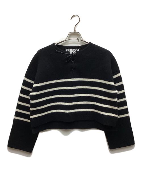 THIRD MAGAZINE（サードマガジン）THIRD MAGAZINE (サードマガジン) レースアップボーダーニットプルオーバー ブラック サイズ:9の古着・服飾アイテム