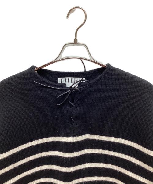 THIRD MAGAZINE（サードマガジン）THIRD MAGAZINE (サードマガジン) レースアップボーダーニットプルオーバー ブラック サイズ:9の古着・服飾アイテム