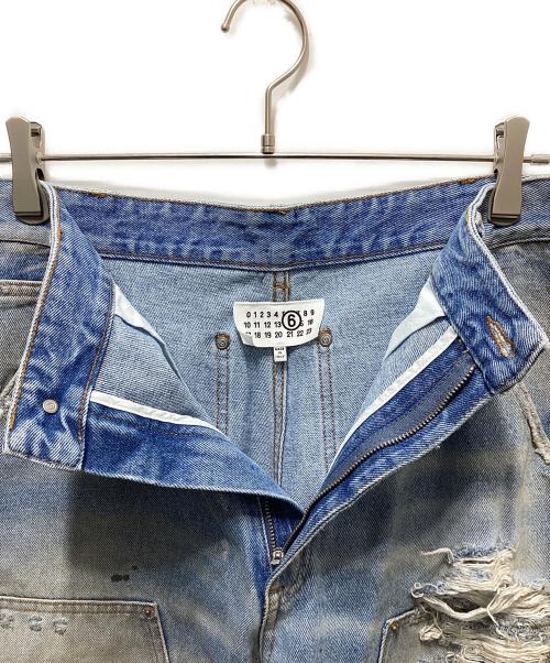 MM6 Maison Margiela（エムエムシックスメゾンマルジェラ）MM6 Maison Margiela (エムエムシックスメゾンマルジェラ) ディストレストジーンズ ブルー サイズ:73.5cmの古着・服飾アイテム