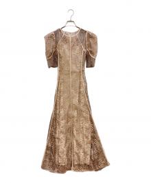 FRAY ID（フレイ アイディー）の古着「リーフレースパイピングドレス ワンピース」｜ベージュ