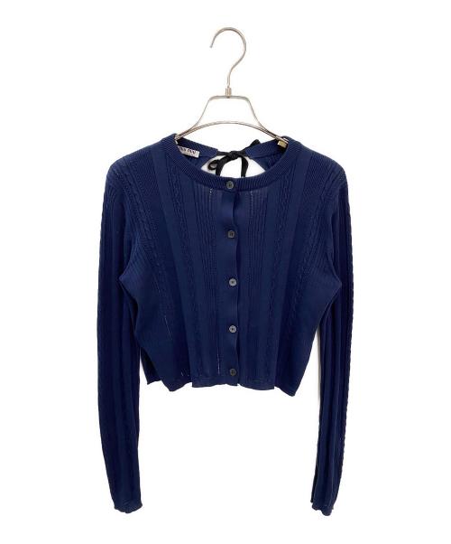 MIU MIU（ミュウミュウ）MIU MIU (ミュウミュウ) バックオープン リボンデザイン カーディガン ネイビー サイズ:38の古着・服飾アイテム