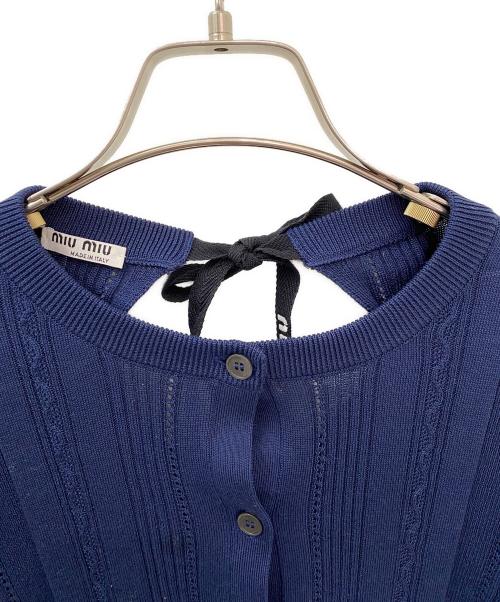 MIU MIU（ミュウミュウ）MIU MIU (ミュウミュウ) バックオープン リボンデザイン カーディガン ネイビー サイズ:38の古着・服飾アイテム