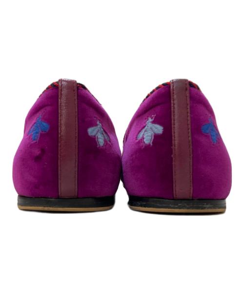 GUCCI（グッチ）GUCCI (グッチ) 刺繍ベルベットフラットシューズ パープル サイズ:38の古着・服飾アイテム