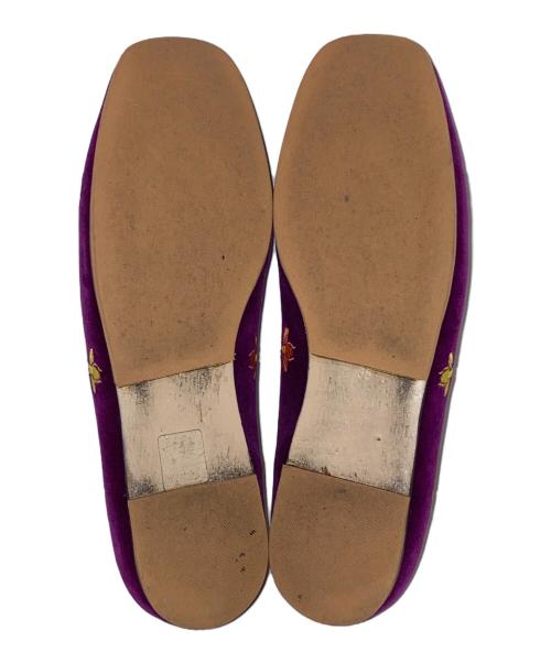 GUCCI（グッチ）GUCCI (グッチ) 刺繍ベルベットフラットシューズ パープル サイズ:38の古着・服飾アイテム