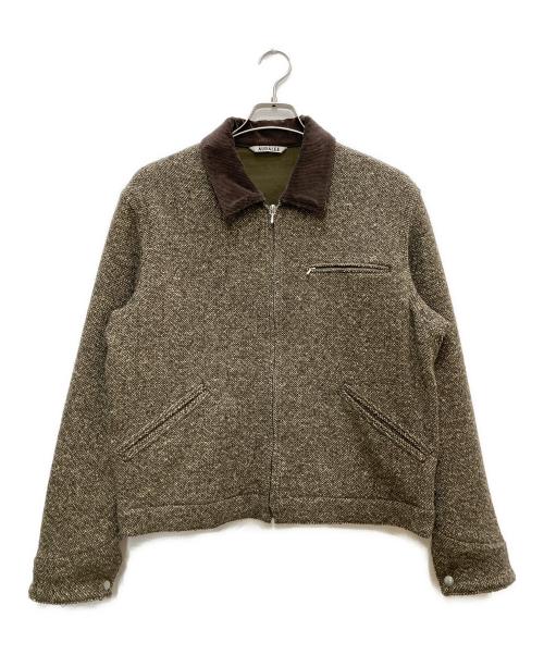 AURALEE（オーラリー）AURALEE (オーラリー) HOMESPUN TWEED ZIP BLOUSON/ホームスパン ツイード ジップ ブルゾン ブラウン サイズ:3の古着・服飾アイテム
