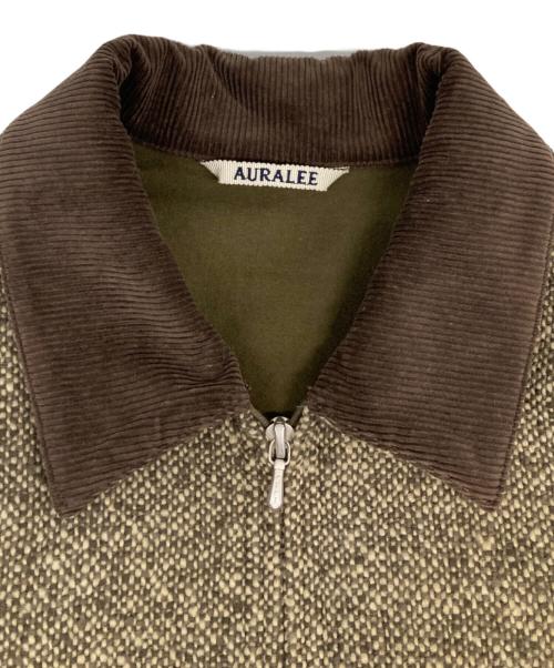 AURALEE（オーラリー）AURALEE (オーラリー) HOMESPUN TWEED ZIP BLOUSON/ホームスパン ツイード ジップ ブルゾン ブラウン サイズ:3の古着・服飾アイテム