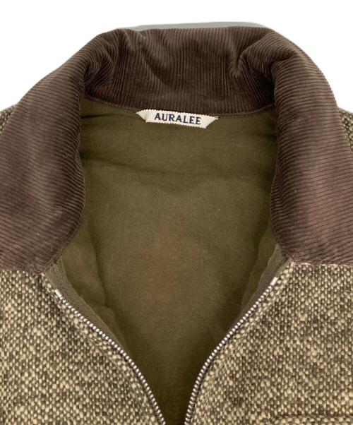AURALEE（オーラリー）AURALEE (オーラリー) HOMESPUN TWEED ZIP BLOUSON/ホームスパン ツイード ジップ ブルゾン ブラウン サイズ:3の古着・服飾アイテム