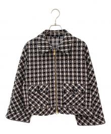 ANAYI（アナイ）の古着「ツイーディージャガードポケットブルゾン」｜ベージュ×ブラック