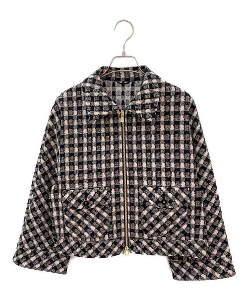 ANAYI（アナイ）ANAYI (アナイ) ツイーディージャガードポケットブルゾン ベージュ×ブラック サイズ:36の古着・服飾アイテム