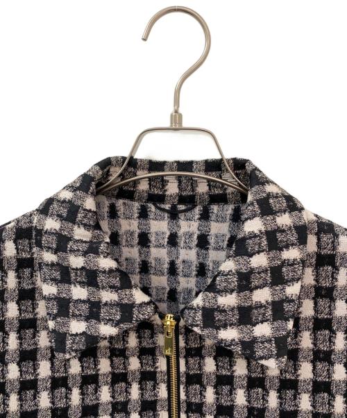 ANAYI（アナイ）ANAYI (アナイ) ツイーディージャガードポケットブルゾン ベージュ×ブラック サイズ:36の古着・服飾アイテム