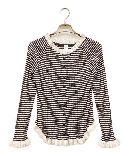 tyn.TGOR（トゴール）tyn.TGOR (トゴール) フリル ボーダーニットカーディガン ブラック サイズ:FREEの古着・服飾アイテム