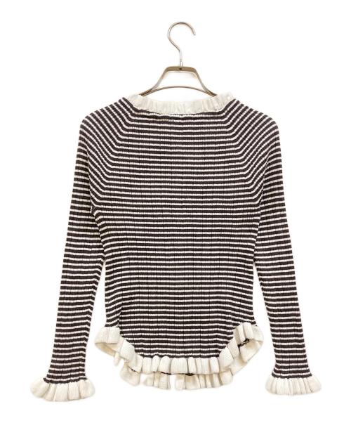 tyn.TGOR（トゴール）tyn.TGOR (トゴール) フリル ボーダーニットカーディガン ブラック サイズ:FREEの古着・服飾アイテム