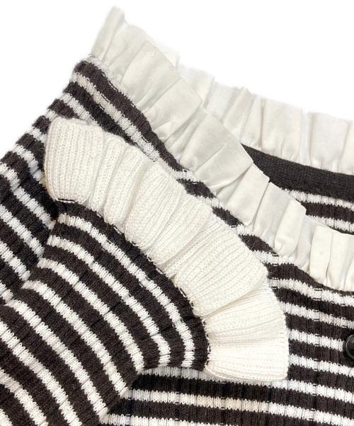 tyn.TGOR（トゴール）tyn.TGOR (トゴール) フリル ボーダーニットカーディガン ブラック サイズ:FREEの古着・服飾アイテム