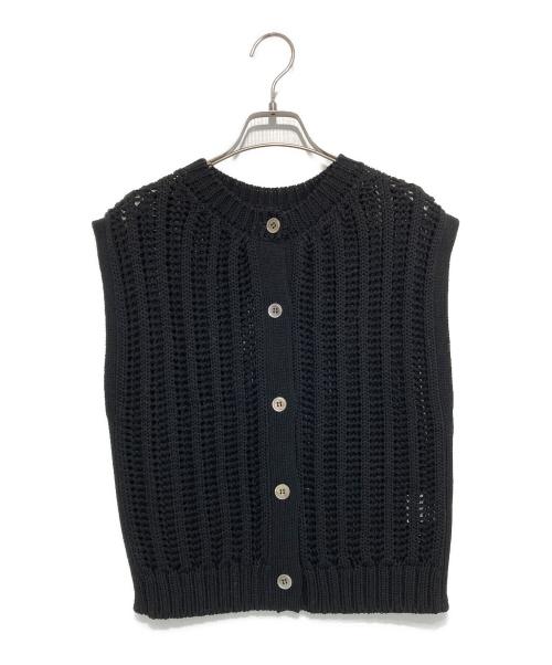 BATONER（バトナ―）BATONER (バトナ―) UNITED ARROWS (ユナイテッドアローズ) 透かし編みニットベスト ブラック サイズ:F 未使用品の古着・服飾アイテム
