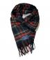 JOHNSTONS OF ELGIN (ジョンストンズオブエルガン) カシミヤ チェック 小判マフラー ネイビー：9000円