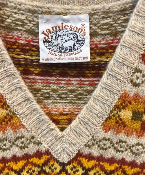Jamieson's（ジャミーソンズ）Jamieson's (ジャミーソンズ) フェアアイルニットベスト ベージュ サイズ:Mの古着・服飾アイテム