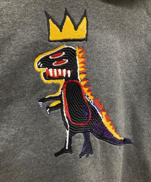 COACH（コーチ）COACH (コーチ) Jean-Michel Basquiat (ジャン ミシェル バスキア) 恐竜刺繍コラボフーディ グレー サイズ:Mの古着・服飾アイテム