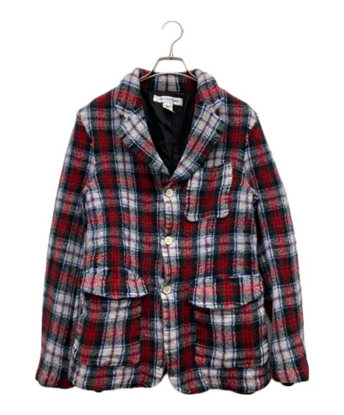 COMME des GARCONS SHIRT（コムデギャルソンシャツ）COMME des GARCONS SHIRT (コムデギャルソンシャツ) ウール縮絨ジャケット ホワイト×レッド サイズ:Mの古着・服飾アイテム