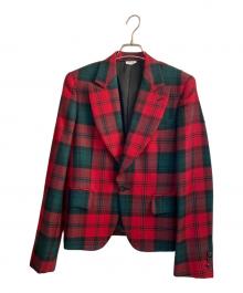 COMME des GARCONS HOMME PLUS（コムデギャルソンオムプリュス）の古着「Wool Check 1B Jacket」｜レッド×グリーン
