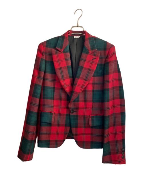 COMME des GARCONS HOMME PLUS（コムデギャルソンオムプリュス）COMME des GARCONS HOMME PLUS (コムデギャルソンオムプリュス) Wool Check 1B Jacket レッド×グリーン サイズ:XSの古着・服飾アイテム