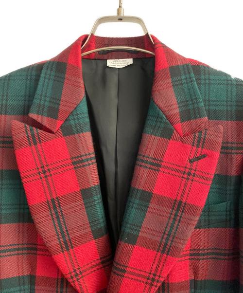 COMME des GARCONS HOMME PLUS（コムデギャルソンオムプリュス）COMME des GARCONS HOMME PLUS (コムデギャルソンオムプリュス) Wool Check 1B Jacket レッド×グリーン サイズ:XSの古着・服飾アイテム