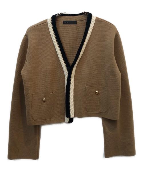 Noble（ノーブル）Noble (ノーブル) 配色トリミングミラノリブショートジャケット キャメル サイズ:FREE SIZEの古着・服飾アイテム