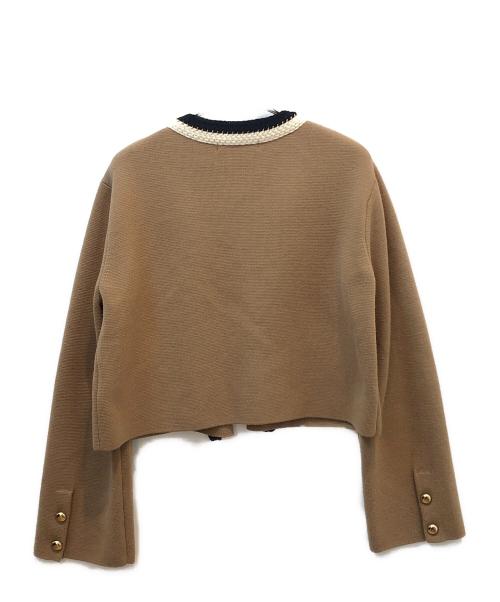 Noble（ノーブル）Noble (ノーブル) 配色トリミングミラノリブショートジャケット キャメル サイズ:FREE SIZEの古着・服飾アイテム