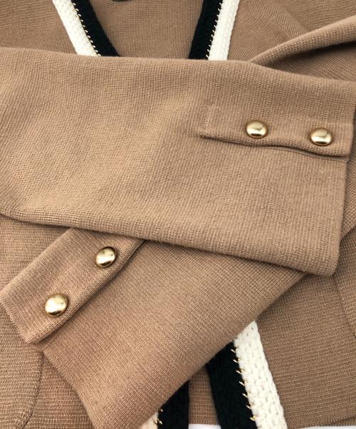 Noble（ノーブル）Noble (ノーブル) 配色トリミングミラノリブショートジャケット キャメル サイズ:FREE SIZEの古着・服飾アイテム