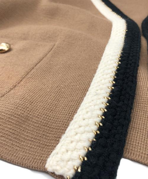 Noble（ノーブル）Noble (ノーブル) 配色トリミングミラノリブショートジャケット キャメル サイズ:FREE SIZEの古着・服飾アイテム