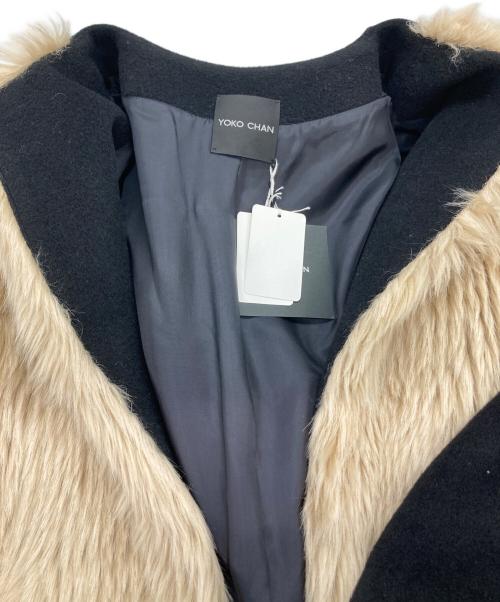 YOKO CHAN（ヨーコチャン）YOKO CHAN (ヨーコチャン) ノーカラーコート ブラック×ベージュ サイズ:40の古着・服飾アイテム