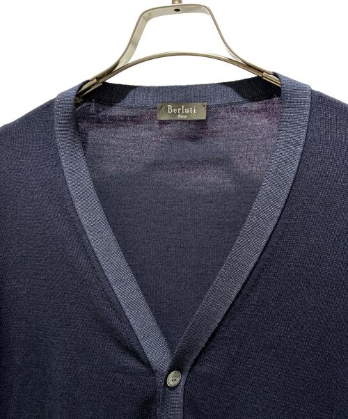 Berluti（ベルルッティ）Berluti (ベルルッティ) Vネックウールカーディガン ネイビー サイズ:Lの古着・服飾アイテム