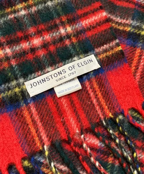 JOHNSTONS OF ELGIN（ジョンストンズオブエルガン）JOHNSTONS OF ELGIN (ジョンストンズオブエルガン) カシミヤ チェック 小判マフラー レッドの古着・服飾アイテム