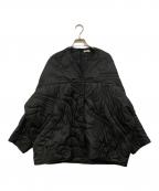 manipuriマニプリ）の古着「ノーカラーキルティングジャケット」｜ブラック