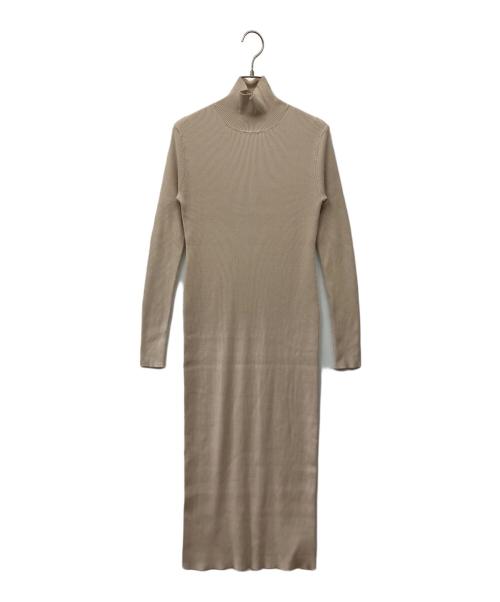 Noble（ノーブル）Noble (ノーブル) RY/PL リブハイネックロングワンピース ベージュ サイズ:36　の古着・服飾アイテム