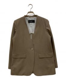 NOLLEY'S sophi（ノーリーズソフィー）の古着「ウォッシャブルソフトシャンブレーノーカラージャケット」｜ブラウン