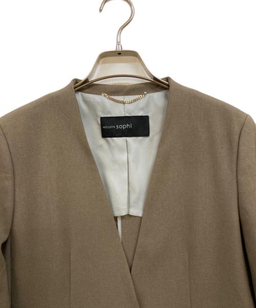NOLLEY'S sophi（ノーリーズソフィー）NOLLEY'S sophi (ノーリーズソフィー) ウォッシャブルソフトシャンブレーノーカラージャケット ブラウン サイズ:34の古着・服飾アイテム